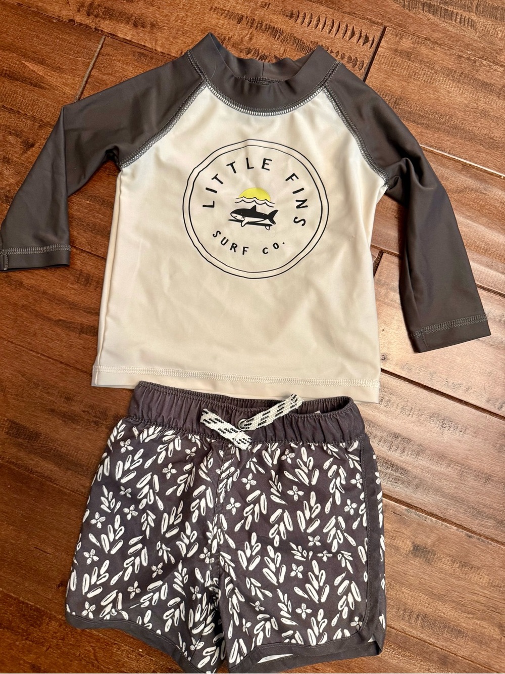 Carter's White and Dark Gray Baby Rash Guard Top